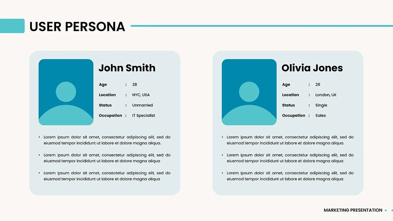 User Persona Template in Marketing Strategy Google Slides Theme