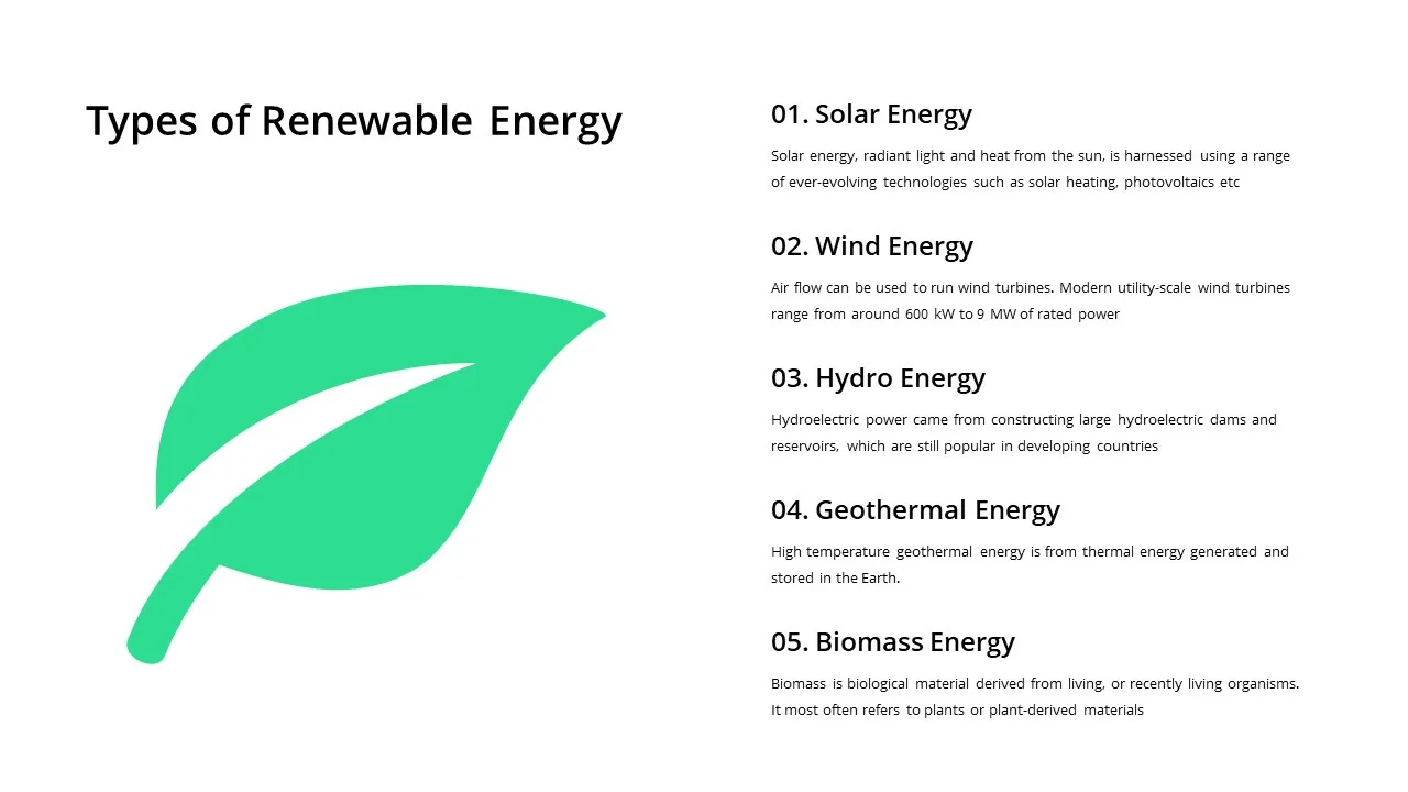 types of renewable energy demo template for google slides