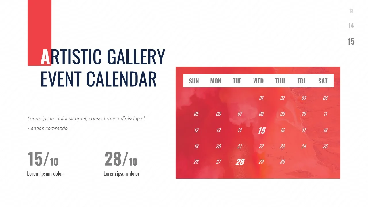 art event calendar template in art google slides theme