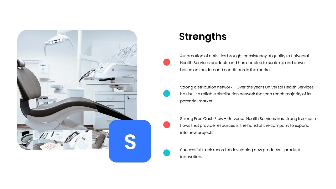 strength in SWOT analysis template of healthcare google slides theme