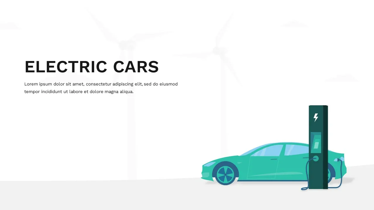 title slide in electric car presentation template for google slides