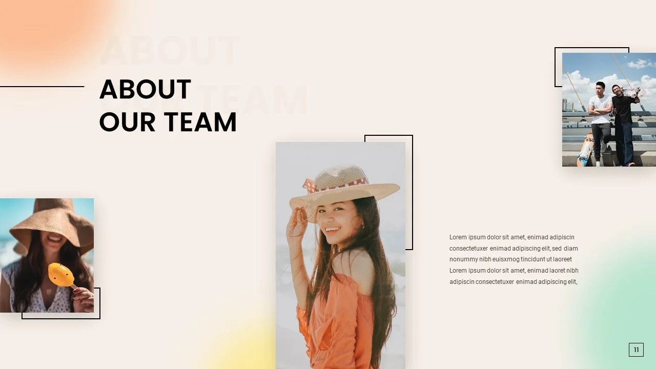 About our team slide for summer google slides template for presentation