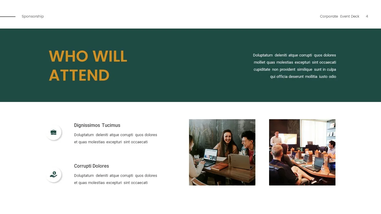 Attendee details slide for google slides sponsorship presentation template