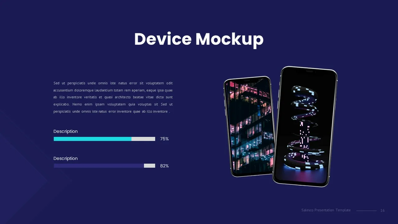 Device mock-up slide of sales strategy presentation template for google slides