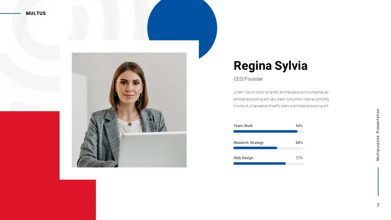 Founder introduction slide of multipurpose presentation template for google slides