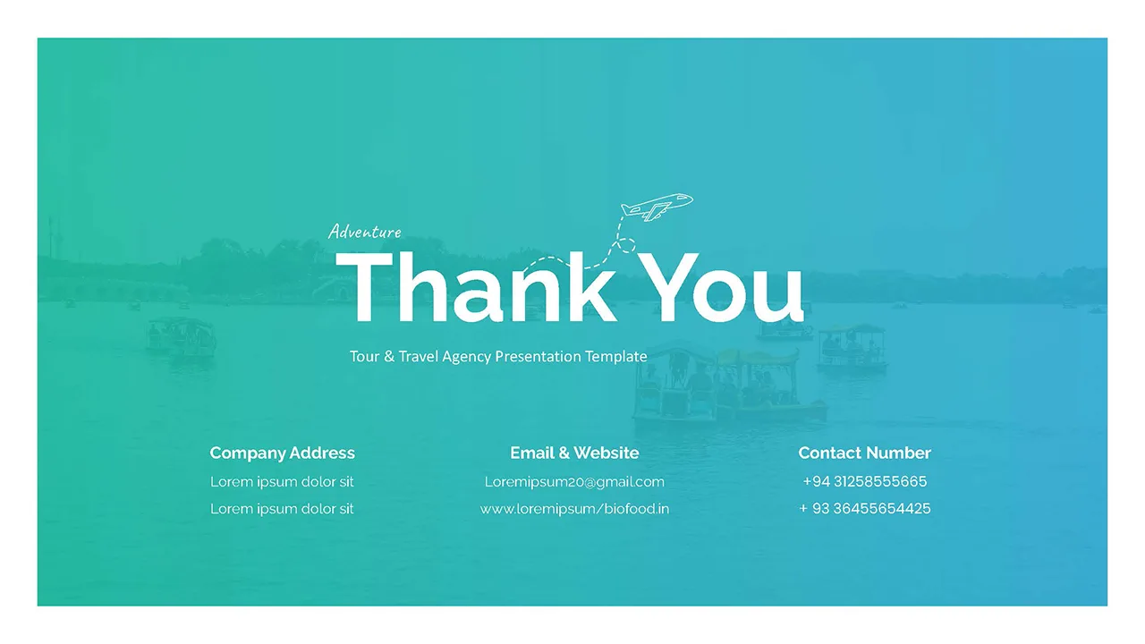 Free Travel google slides theme thank you slide