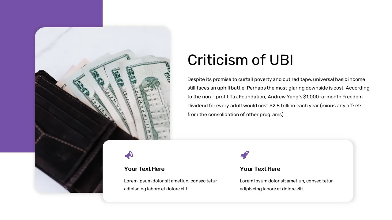 Free Universal Basic Income Google Slides Criticism of UBI Slide