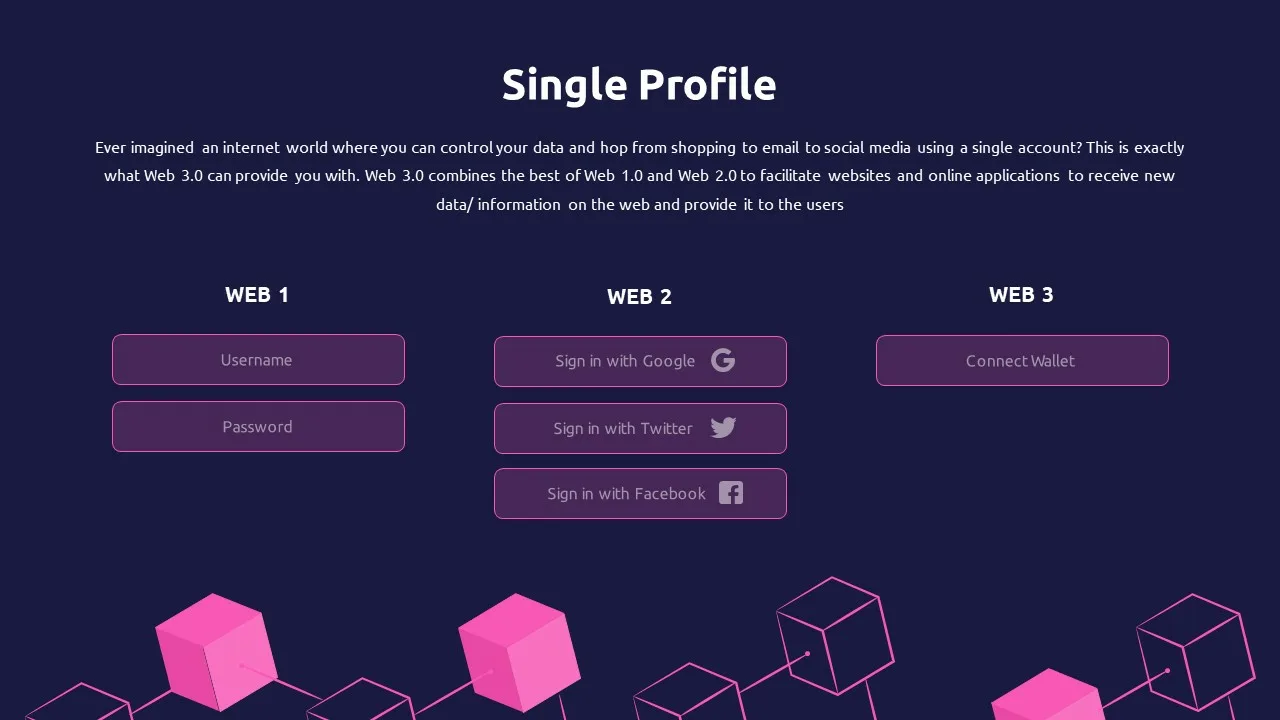 Free Web 3.0 Definition Slide with 3 Column Layout