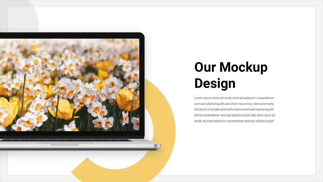 Laptop Mock-up Design Slide of Spring Google Slides Template