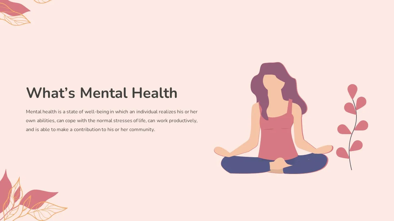 Mental health description slide for free mental health presentation template