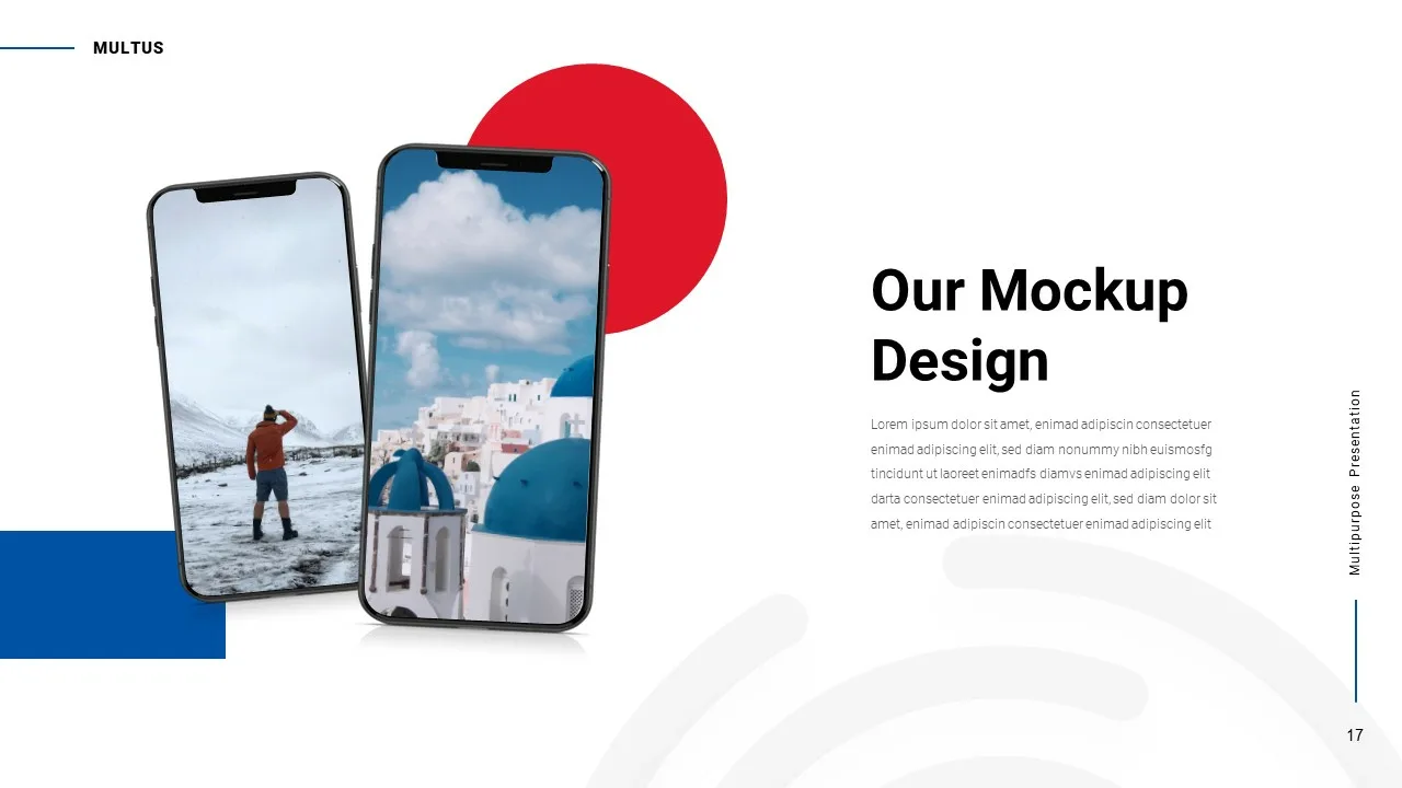 Mobile mockup slide of multipurpose theme google slides template