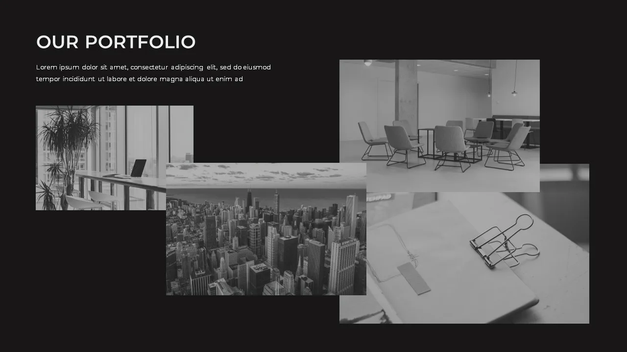 Our portfolio slide for monotone presentation for google slides