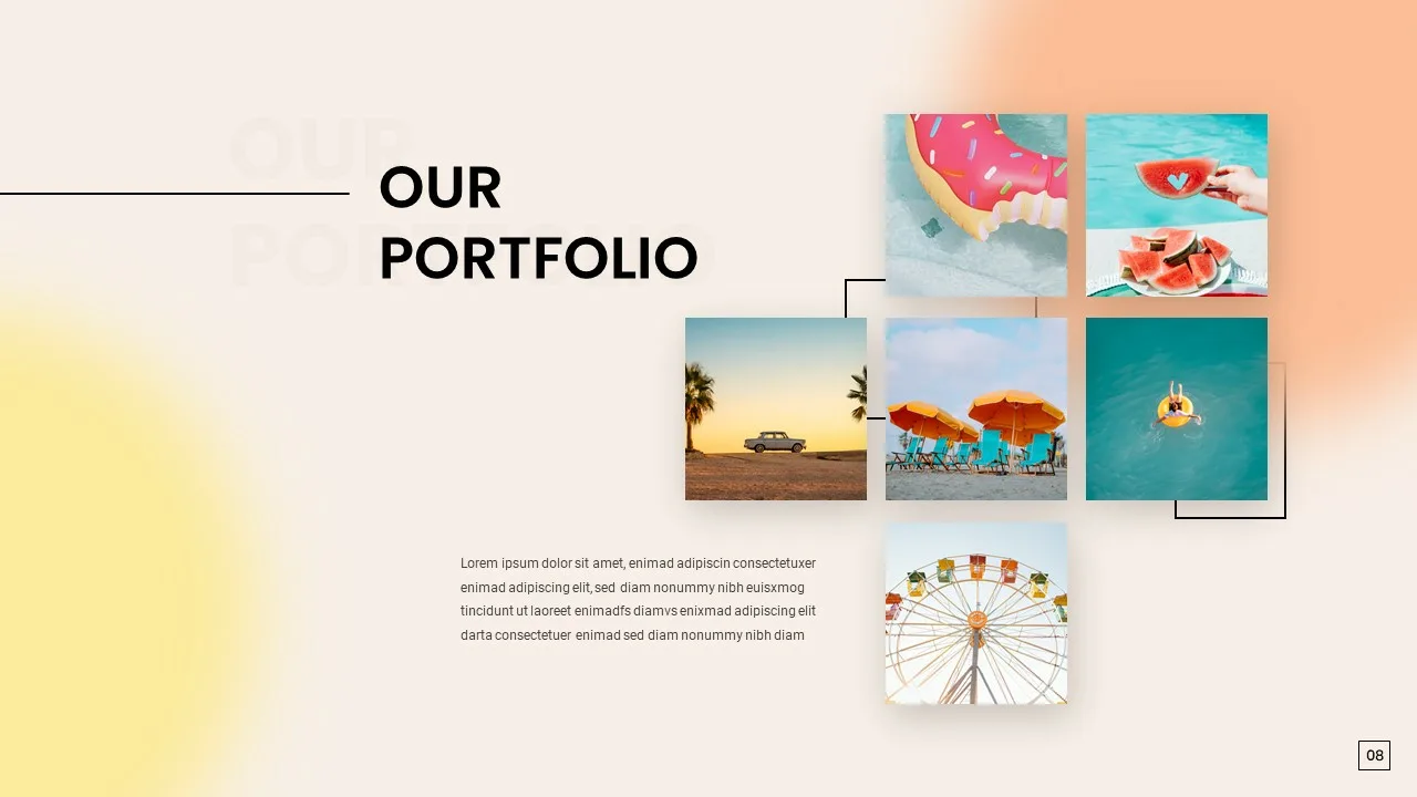 Our portfolio slide for summer themed google slides templates