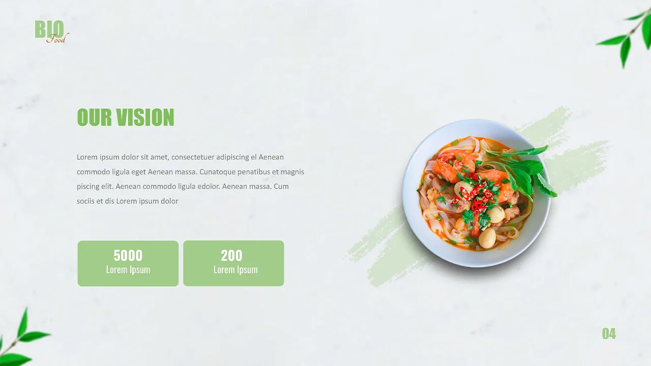 Our vision slide for google slides organic Food slide template