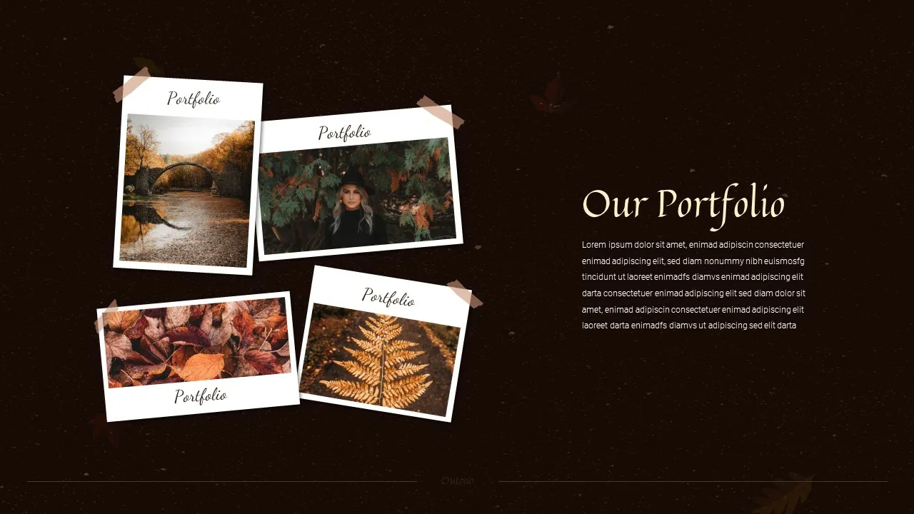 Portfolio details slide for Autumn google slides template