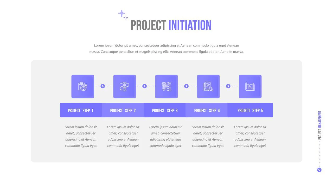 Project initiation slide with infographics for project management google slides template