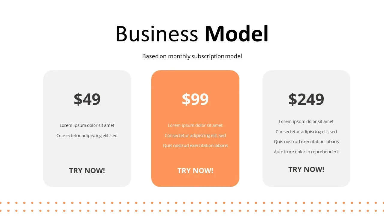 Subscription plans available slide for free tech google slides template