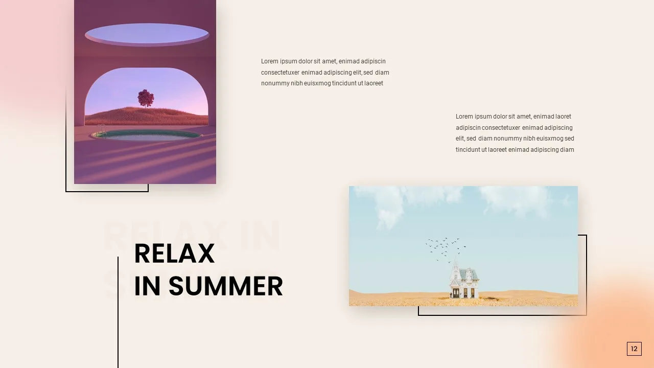 Summer slides presentation template for google slides with two creative images