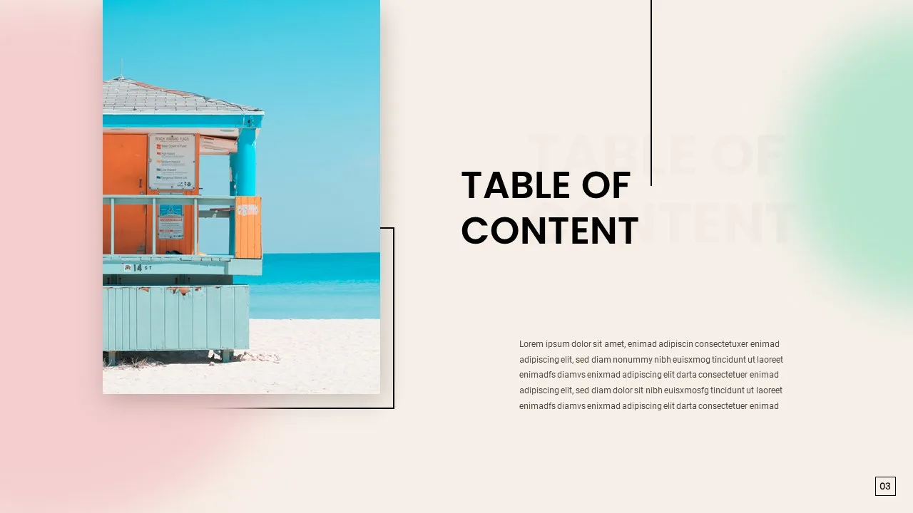 Table of content slide for summer season google slides template