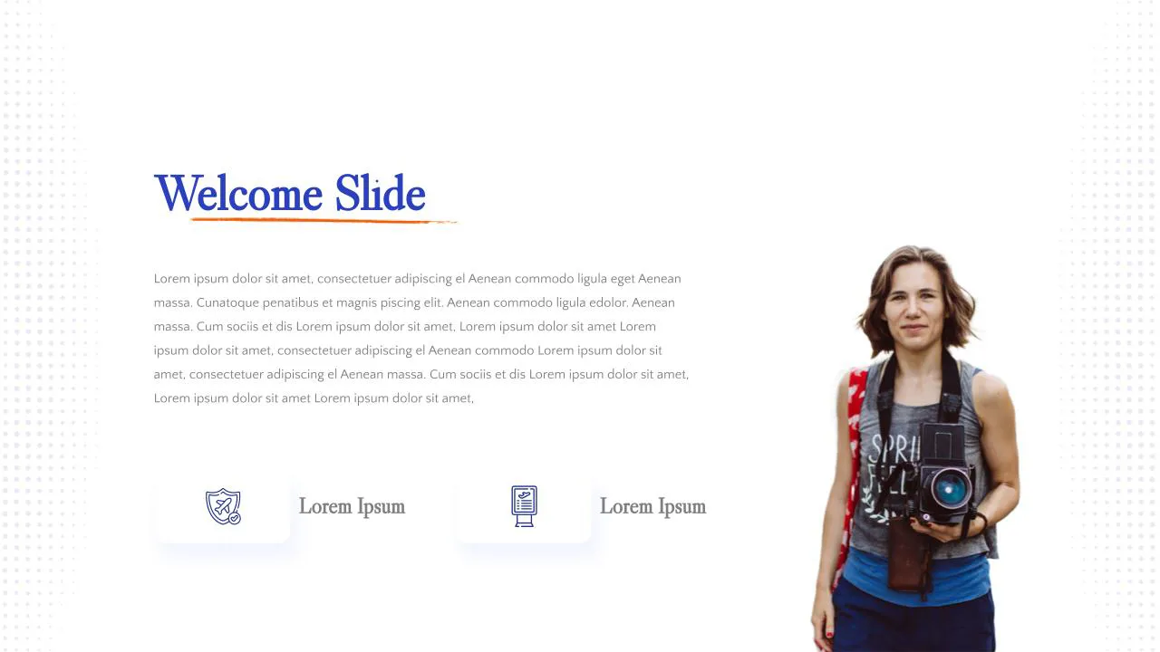 Welcome slide for Google slides travel template