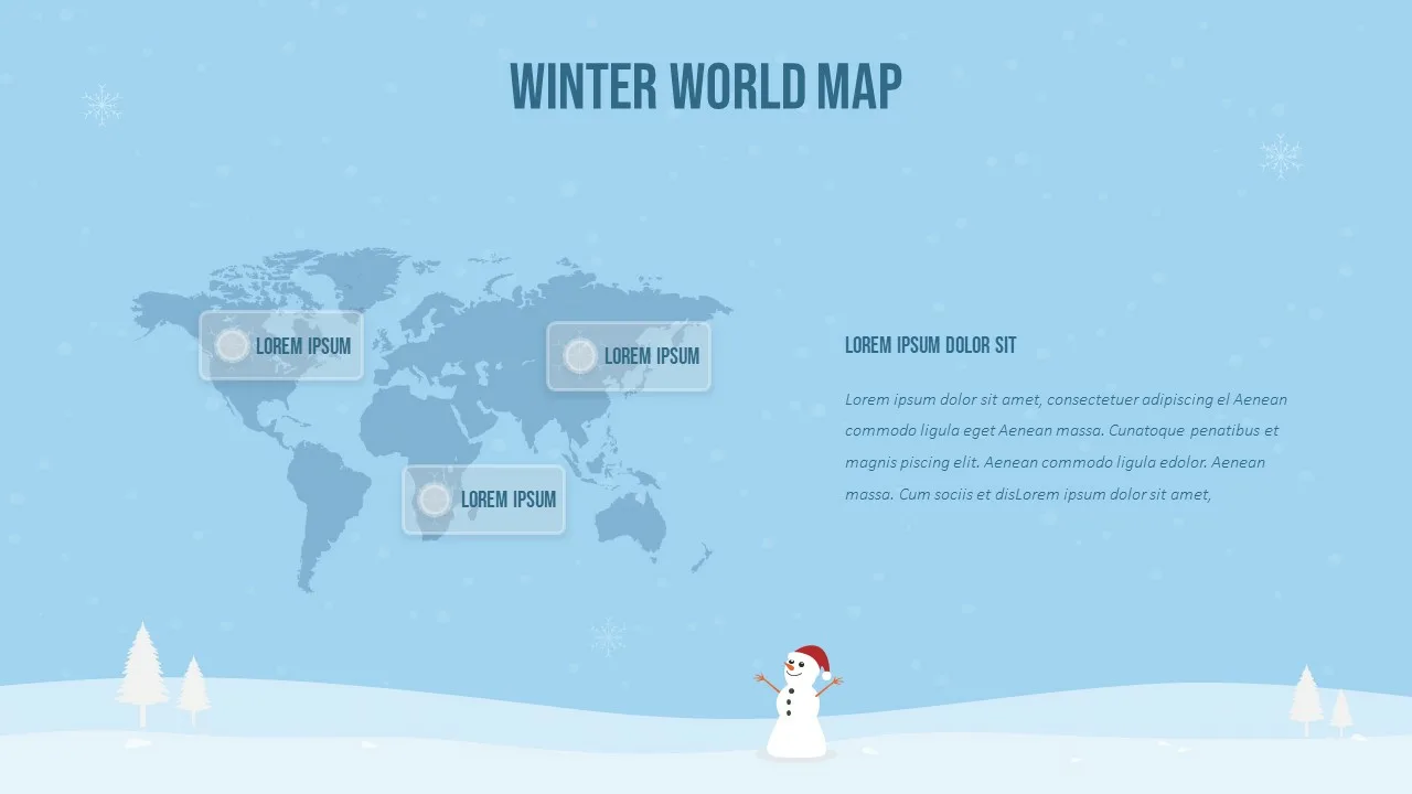 World Map Slide of Free Winter Google Slides Template