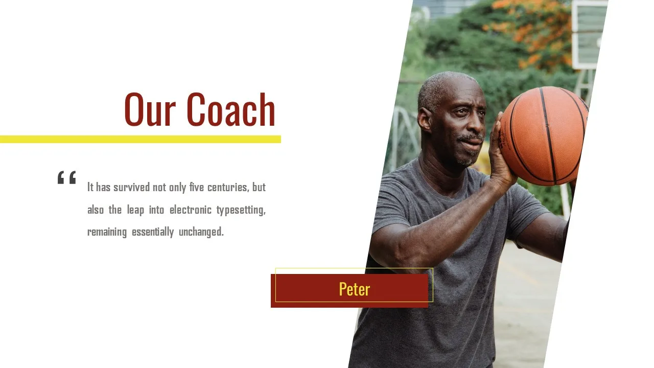 Coach Introduction Slide of Free Basketball Slides Template