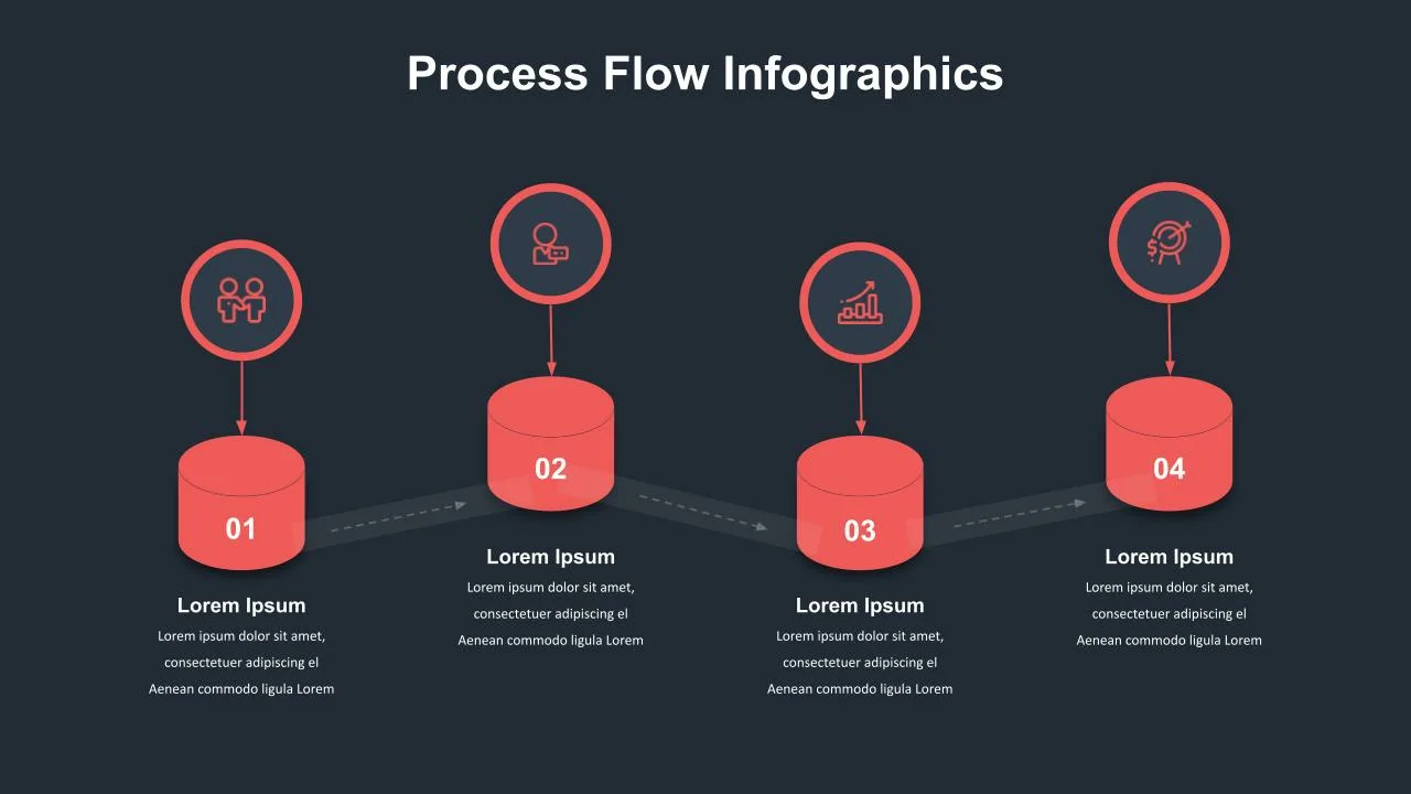 Google Slides Dark Theme Process Flow Slide