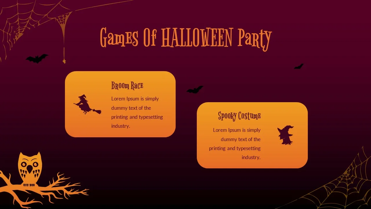 Halloween Party Games Slide in Free Halloween Presentation Template