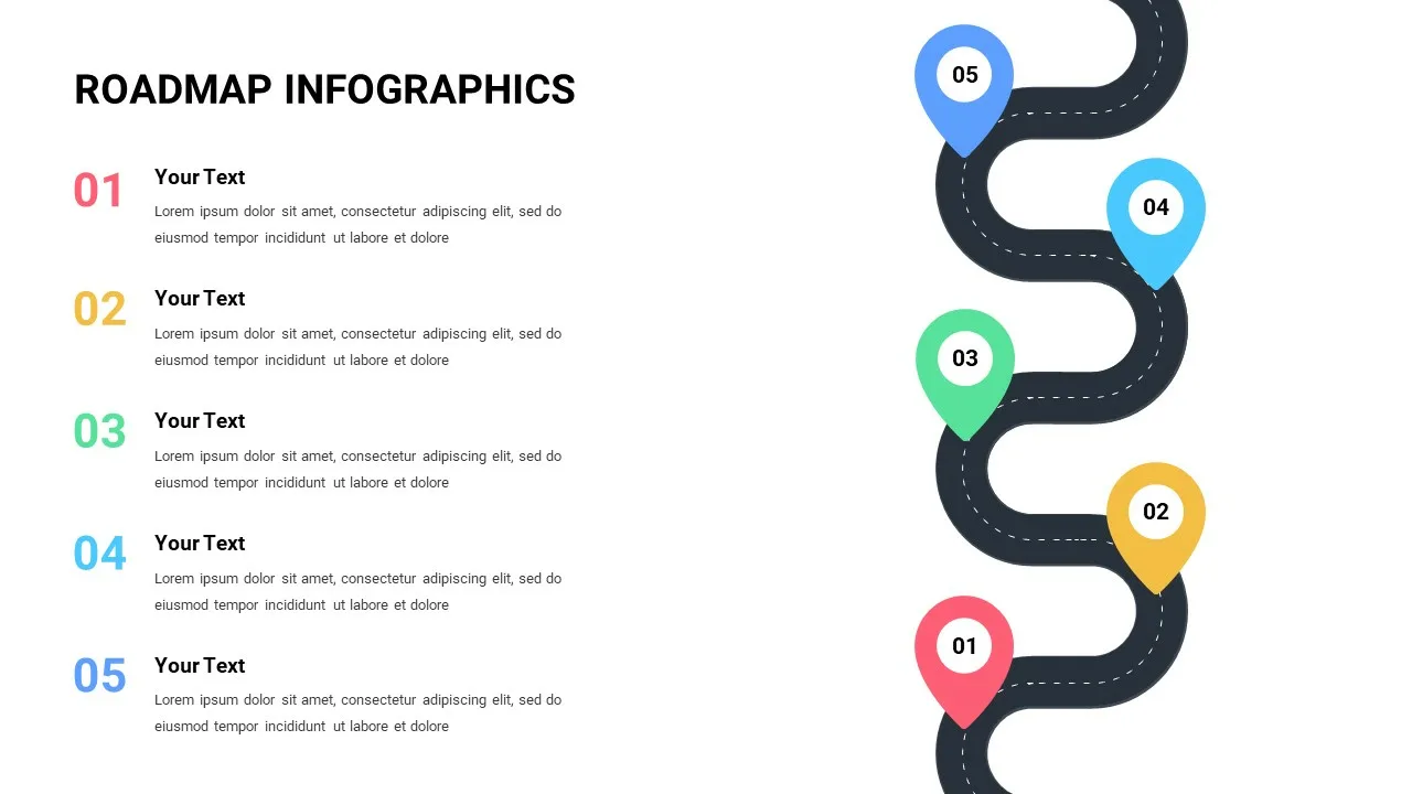 5 Point Roadmap Slide Template