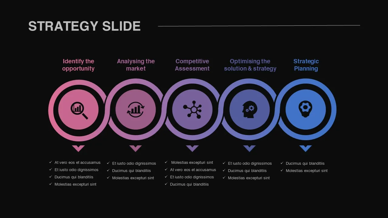 Dark Theme Strategy Infographic Template