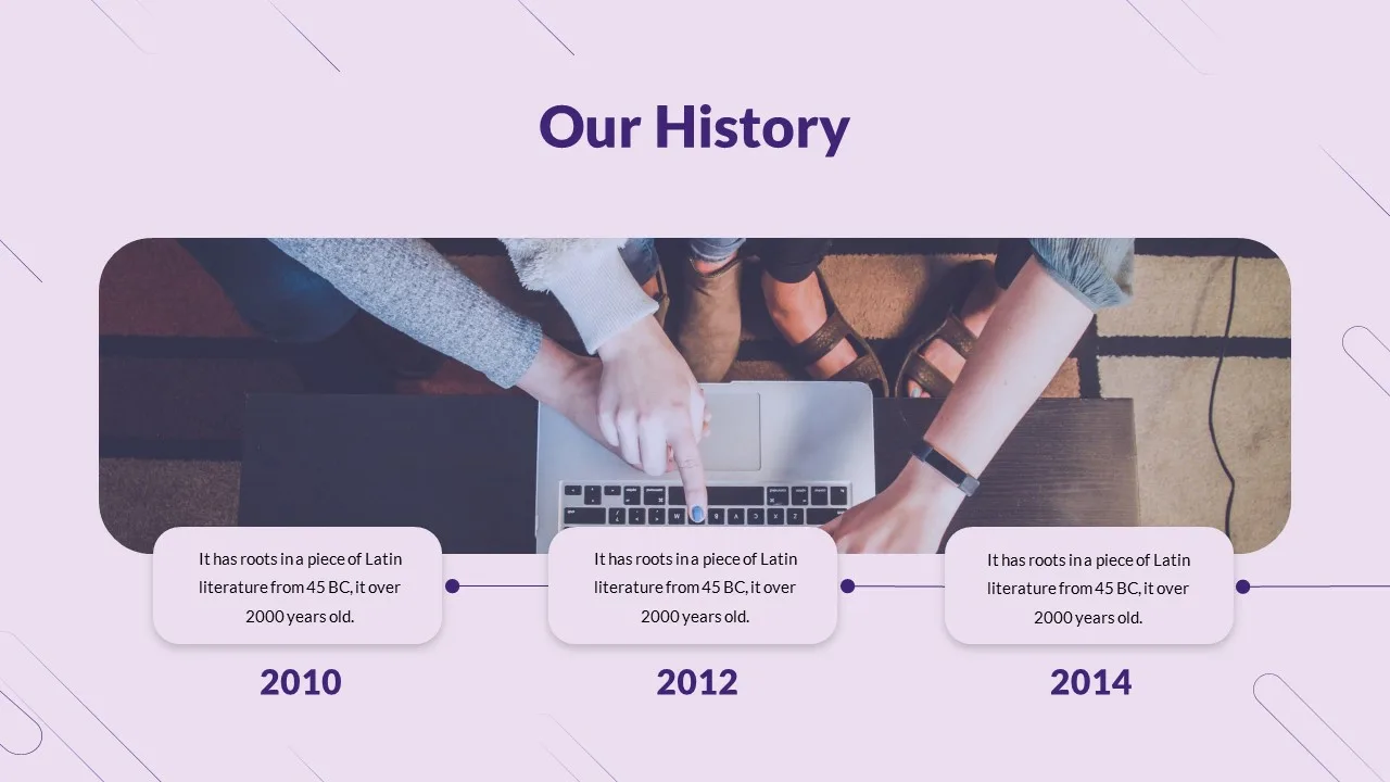 Our History Slide of Purple Theme Templates