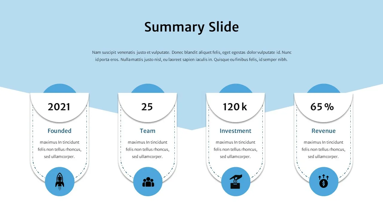 4 Column Summary Slide Template