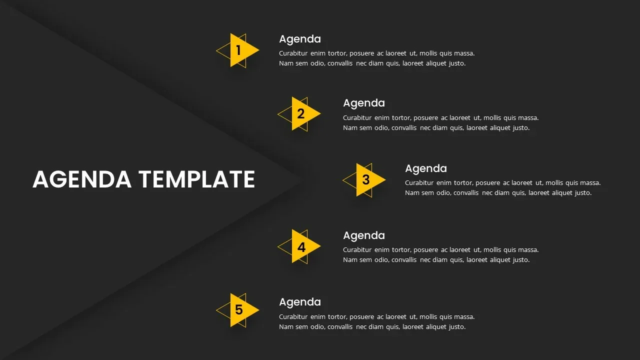 Dark Theme Agenda Slide for Presentation