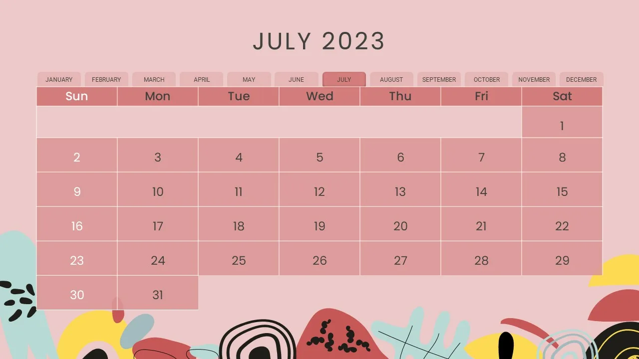 July 2023 Calendar Presentation Slide