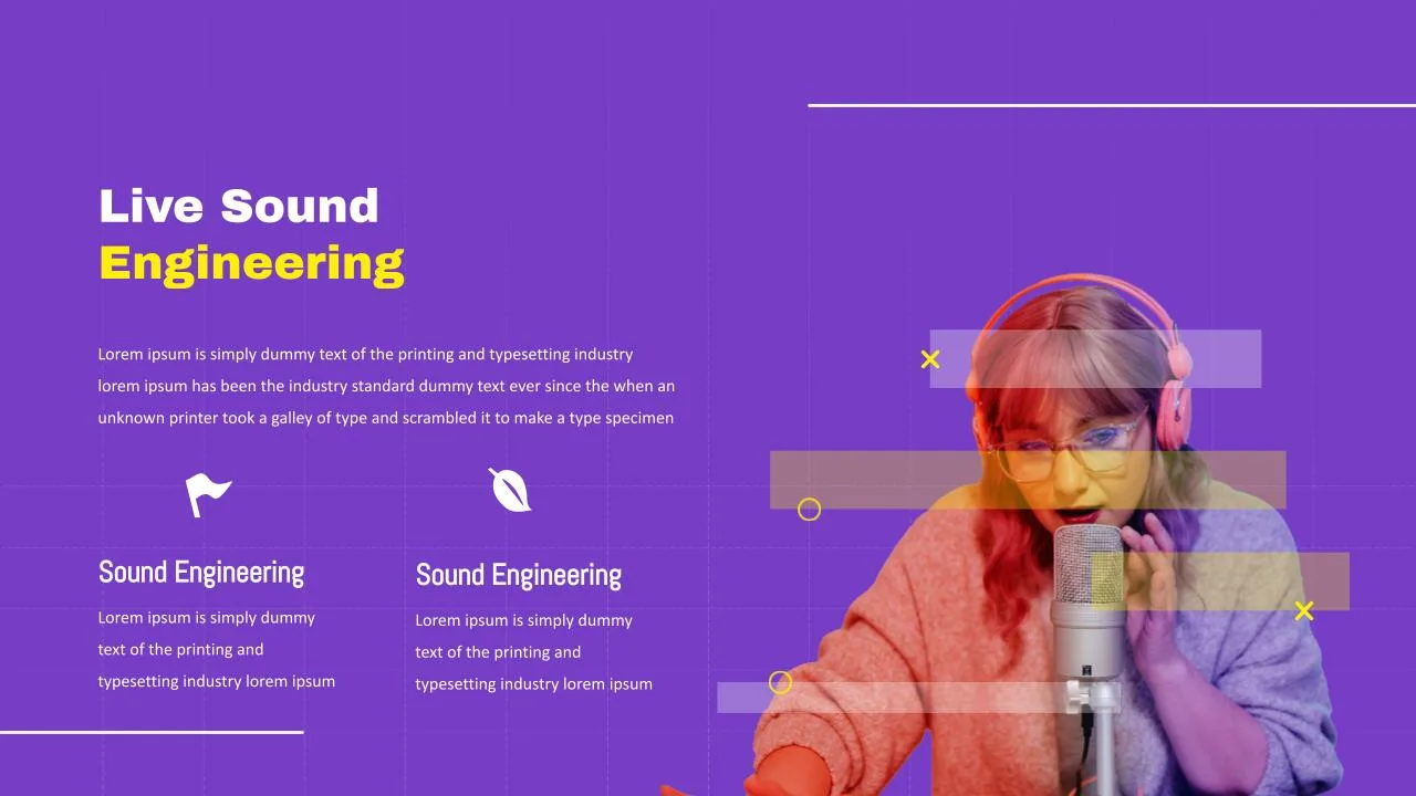 Purple And Yellow sound Engineering Slides Template