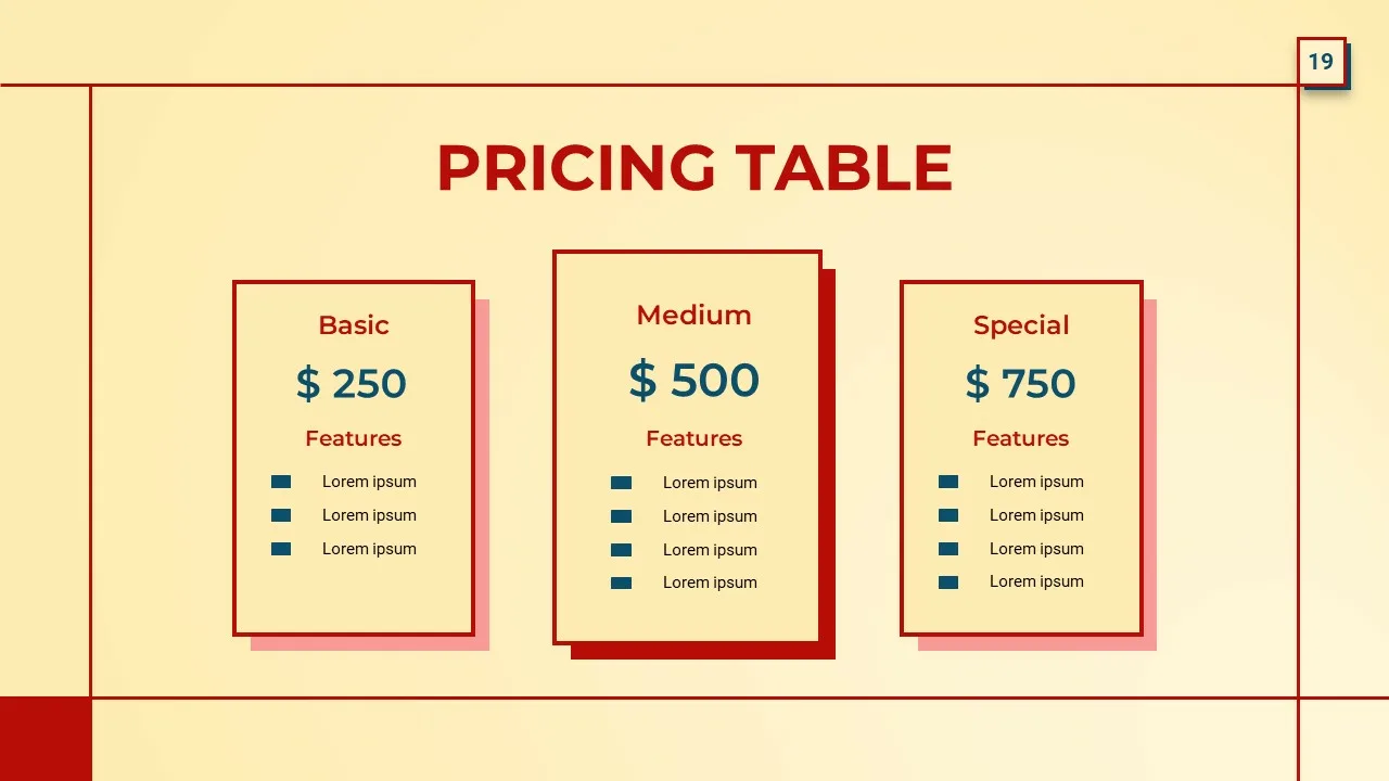 Retro Pricing Slide Template