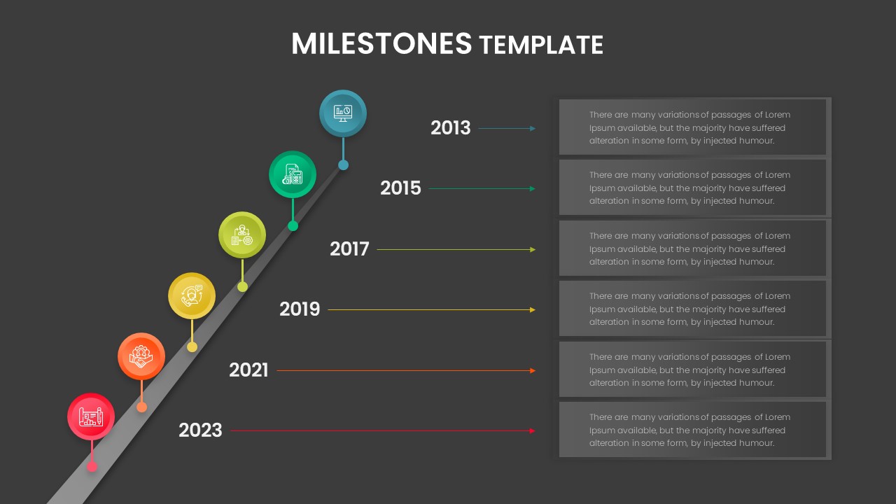 Dark Theme Milestones Slide Template