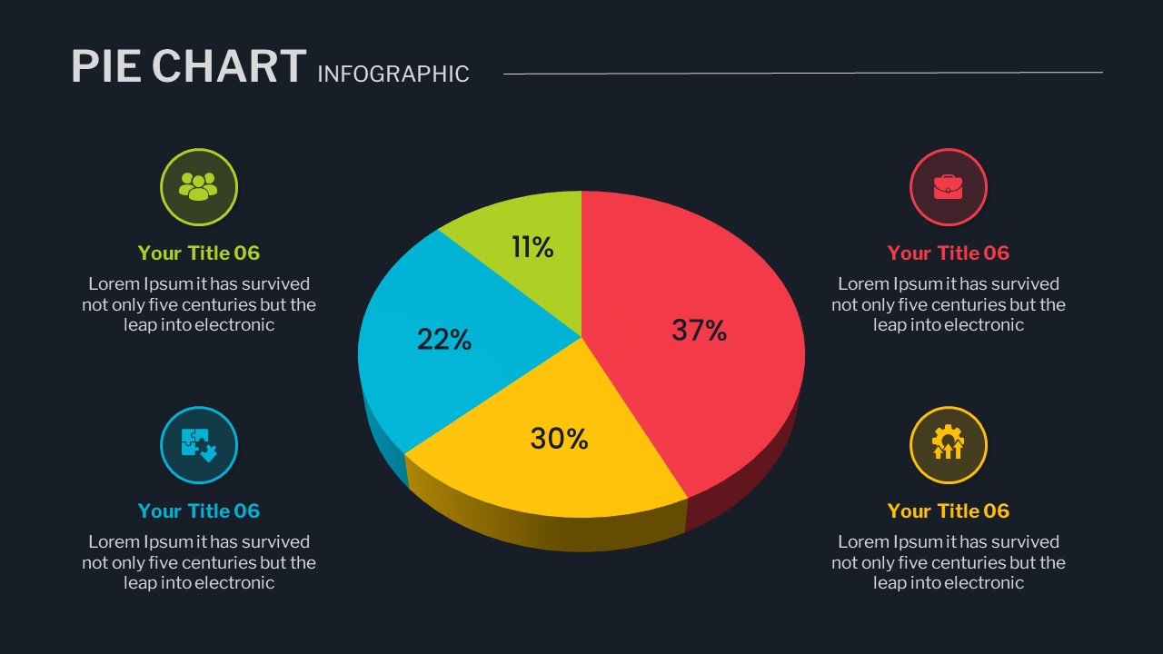 Dark Theme Pie Chart PPT