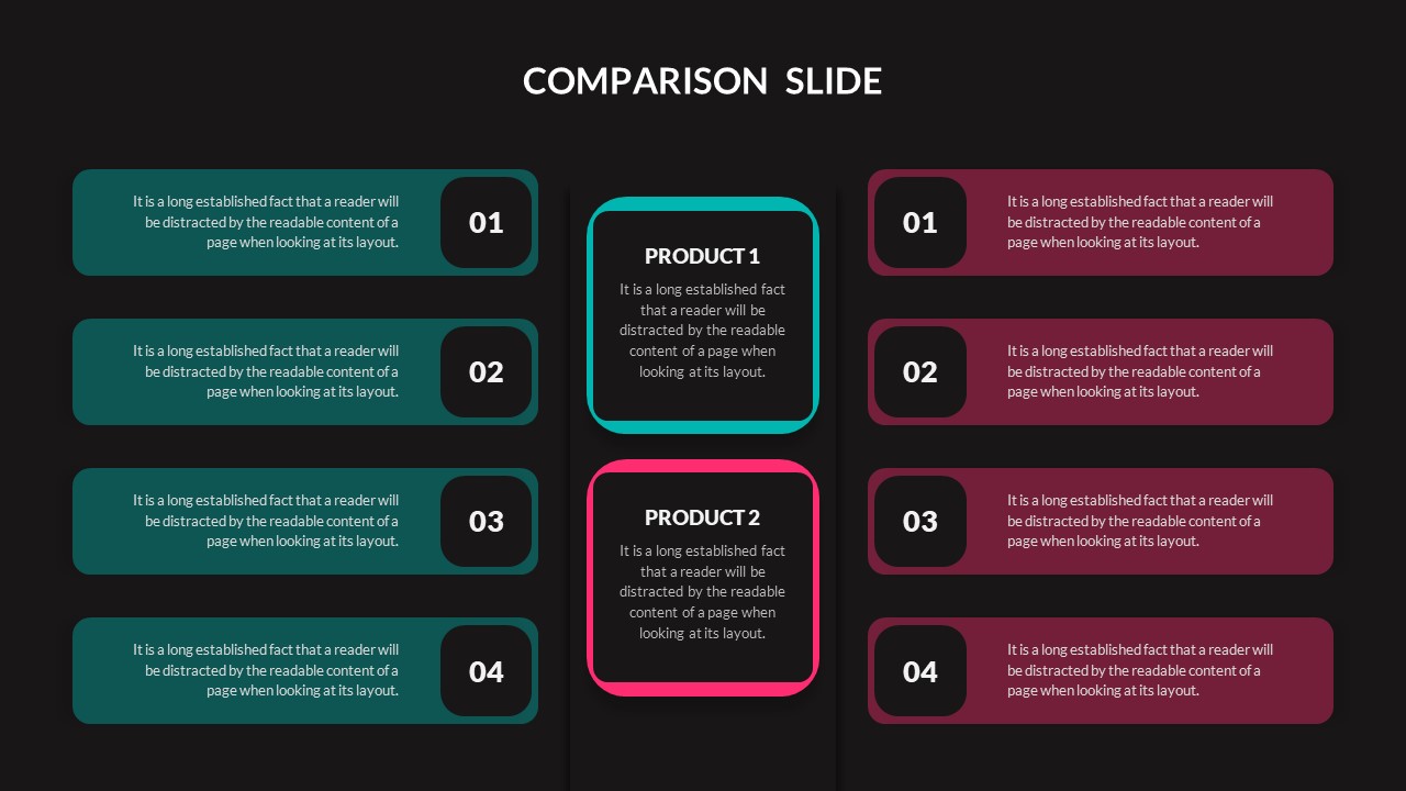 Dark Theme Product Comparison PPT