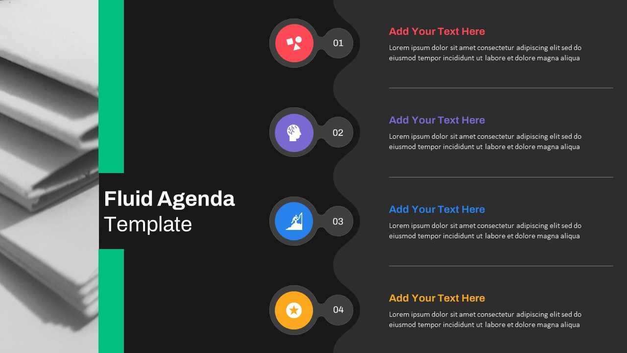 Dark Theme Agenda Slide Template