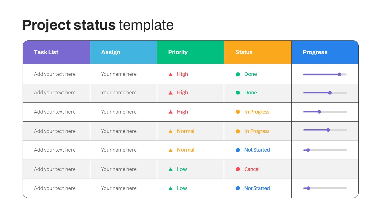 Project Status Slide Template