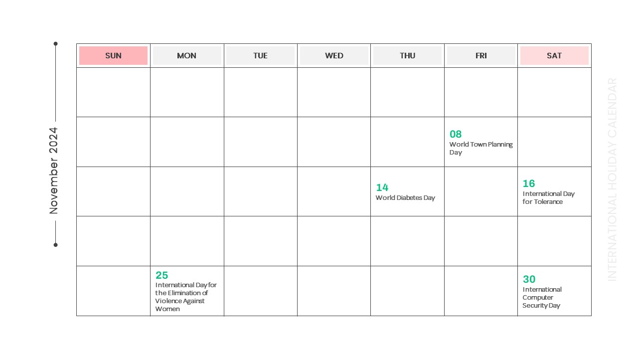 13-Holiday Calendar Template 2024